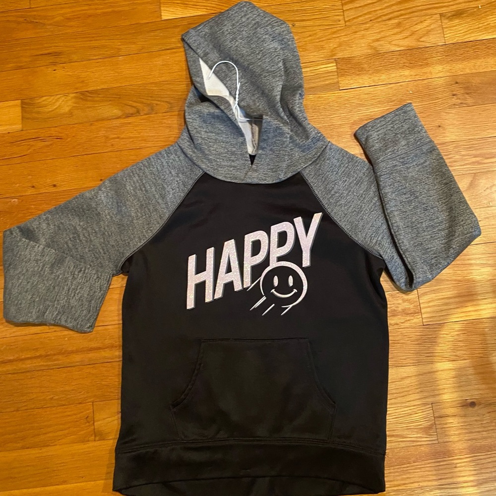 Justice Black and Gray 'Happy' Hoodie